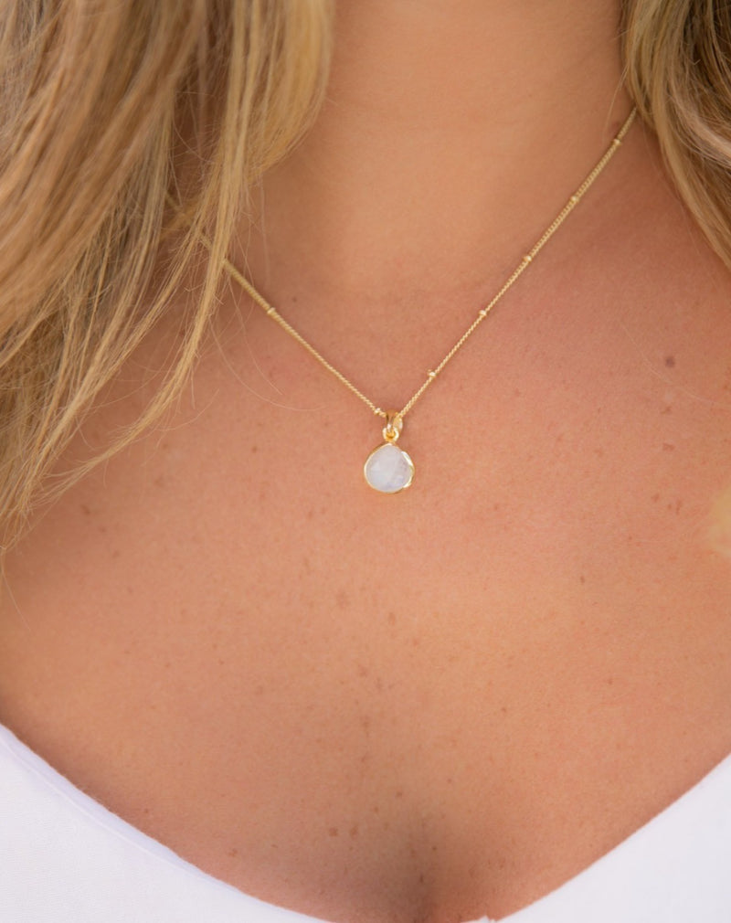 Ana Necklace * Rose Quartz * Gold Plated * BJN012