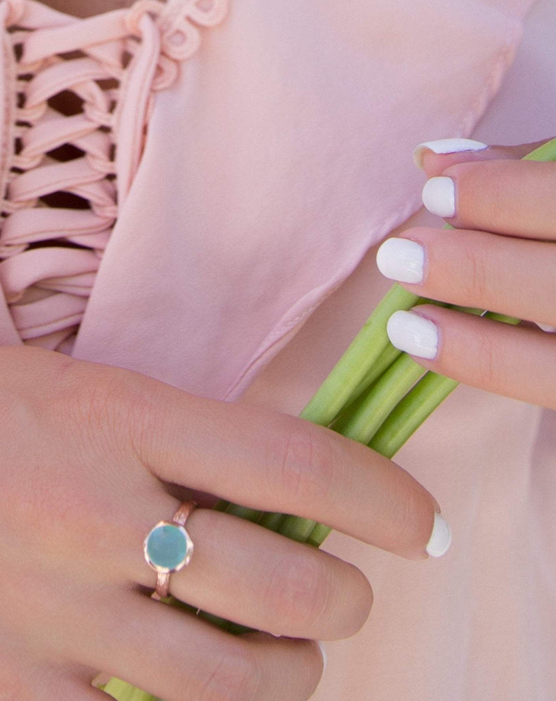 Aqua Chalcedony Rose Gold Ring * Boho * Organic * handmade * Gypsy * Bridesmaid* Solitaire * Bridal * BJR210