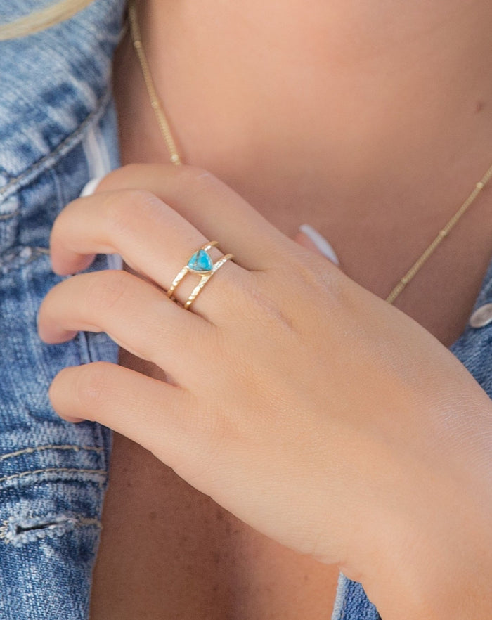 Copper Turquoise Ring * Triangle Gold* Statement * Gemstone * Turquoise Ring * Bridal *Wedding* Organic *Natural * Triangular BJR085