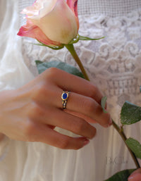 Lapis Lazuli * ruthenium plating over brass * Blue stone* Gemstones * Handmade *Statement *Gift for her *Bycila*BJR121