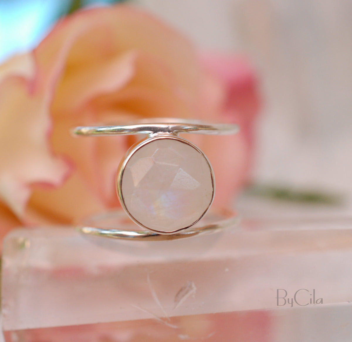 Moonstone Ring * Sterling Siver 925* Statement Ring * Gemstone * Rainbow Moonstone *Bridal Ring * Wedding Ring * Organic * Natural *BJR008