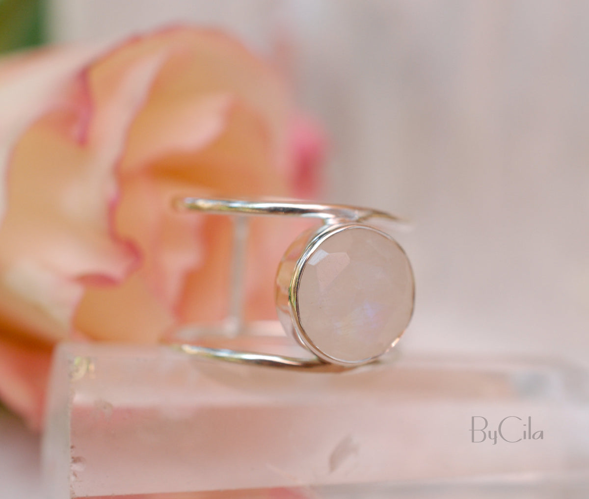 Moonstone Ring * Sterling Siver 925* Statement Ring * Gemstone * Rainbow Moonstone *Bridal Ring * Wedding Ring * Organic * Natural *BJR008