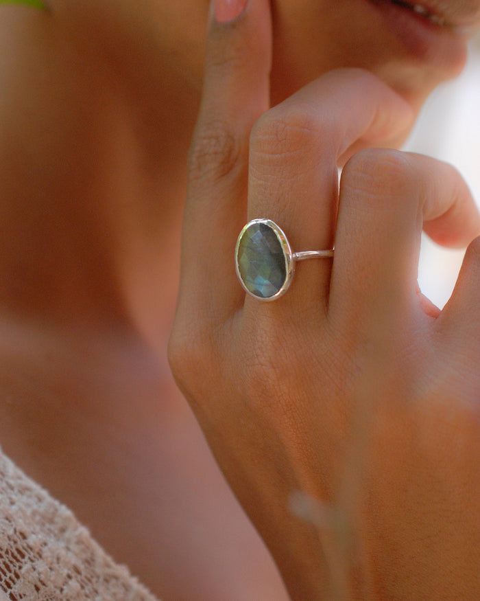 Rainbow Labradorite Sterling Silver Ring * Sterling Silver 925 * Boho * Organic * Gypsy * Bridesmaid*  Bridal * BJR067