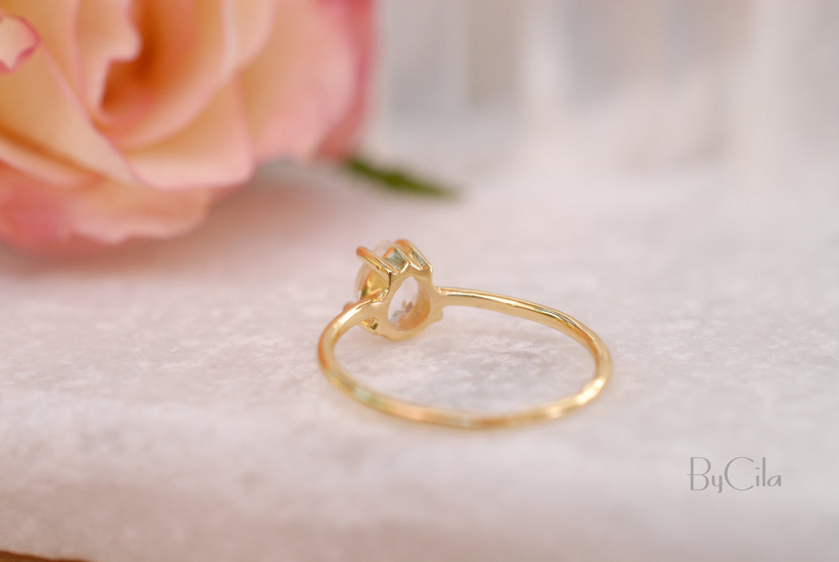 White Topaz Gold Plated Ring * Wedding * Engagement * Handmade * Statement * Bycila *Boho *Hippie * Bridal * Bridesmaid BJR069