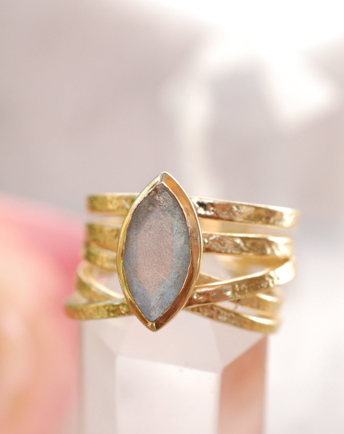 Labradorite Ring * 18k Gold Plated Ring * Statement Ring *Gemstone Ring *Labradorite *Bridal Ring *Organic Ring *Natural *BJR130