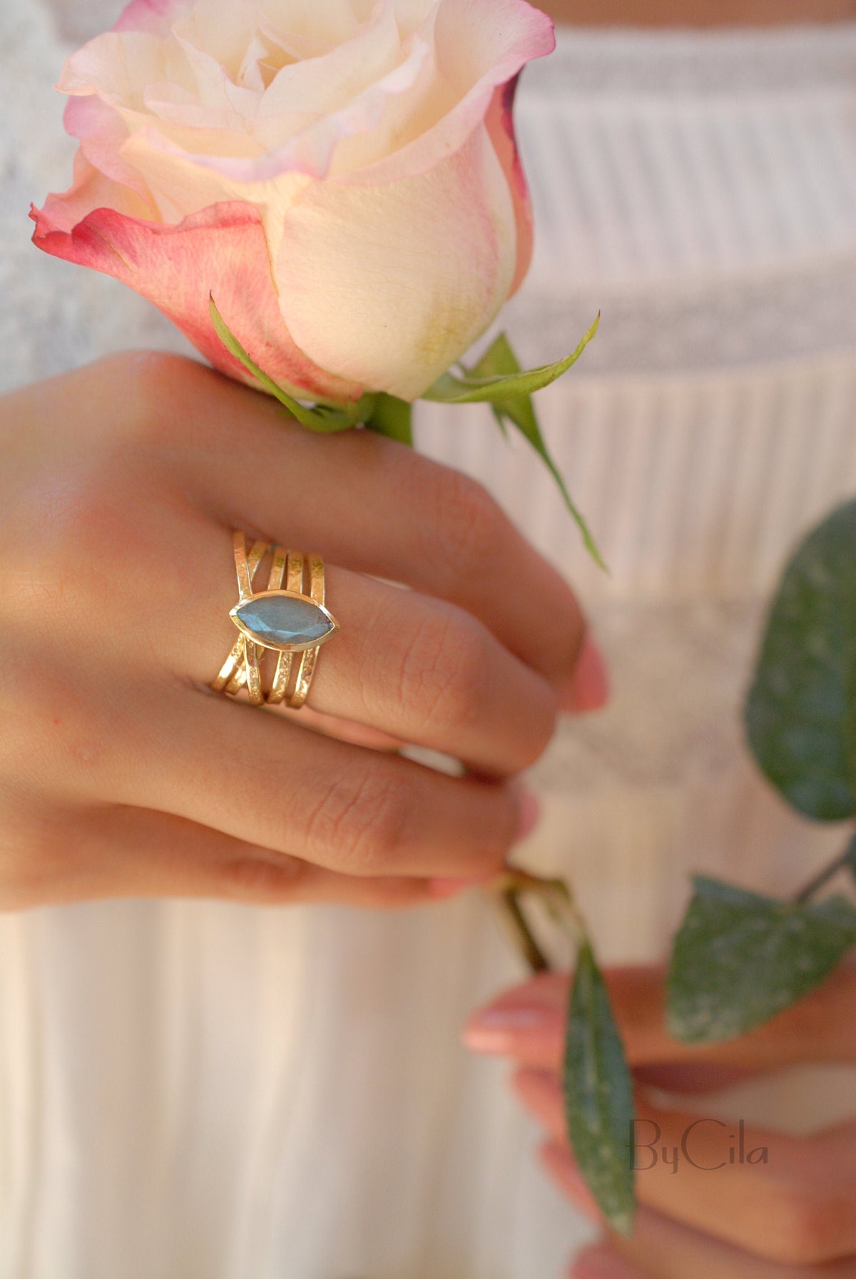 Labradorite Ring * 18k Gold Plated Ring * Statement Ring *Gemstone Ring *Labradorite *Bridal Ring *Organic Ring *Natural *BJR130