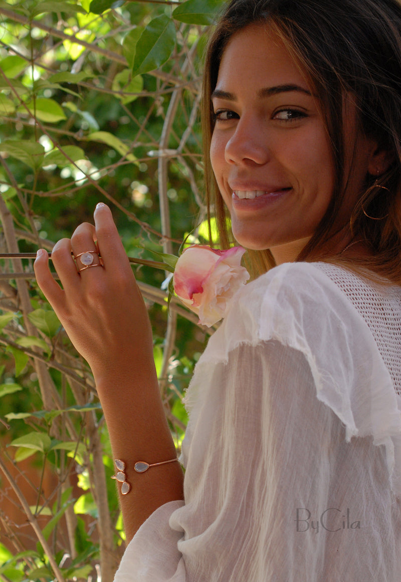 Moonstone Rose Gold Ring * Statement Ring * Gemstone Ring * Rainbow Moonstone * Bridal Ring * Wedding Ring * Organic Ring * Natural * BJR009