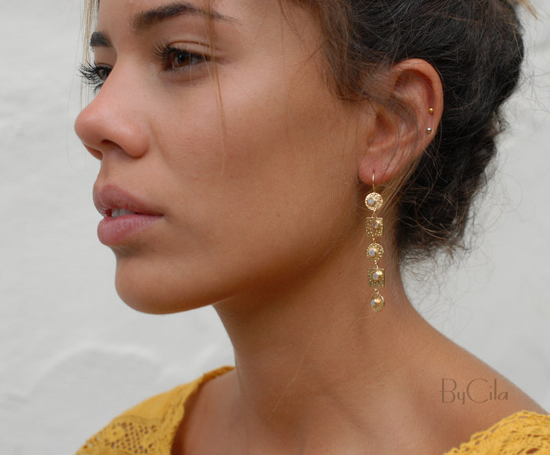 Sonia Earrings * Moonstone * Gold Plated 18k * BJE078