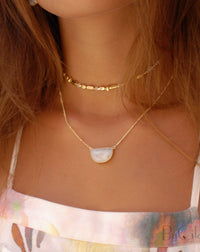 Celeste Half Moon Necklace * Moonstone * Gold Plated over Sterling Silver or Sterling Silver 925 * BJN006