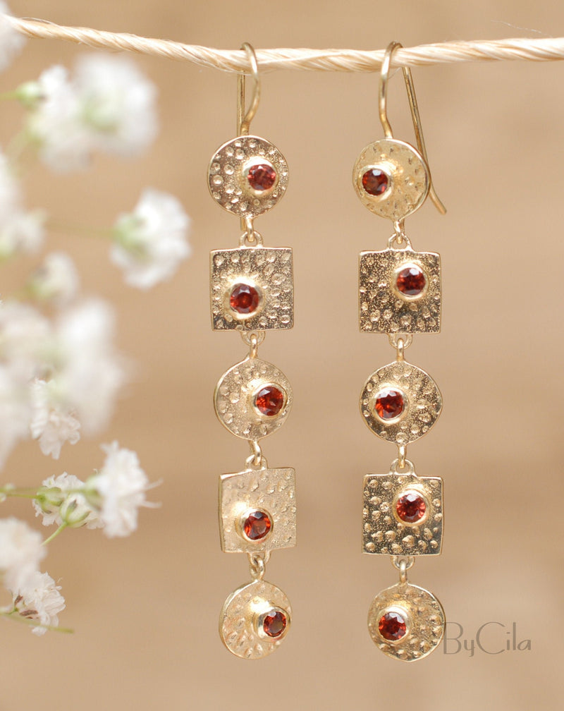 Sonia Earrings * Garnet * Gold Plated 18k * BJE076