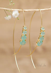 Aja Earrings * Aqua Chalcedony * Gold Plated, Sterling Silver, Rose Gold Plated * BJE045A