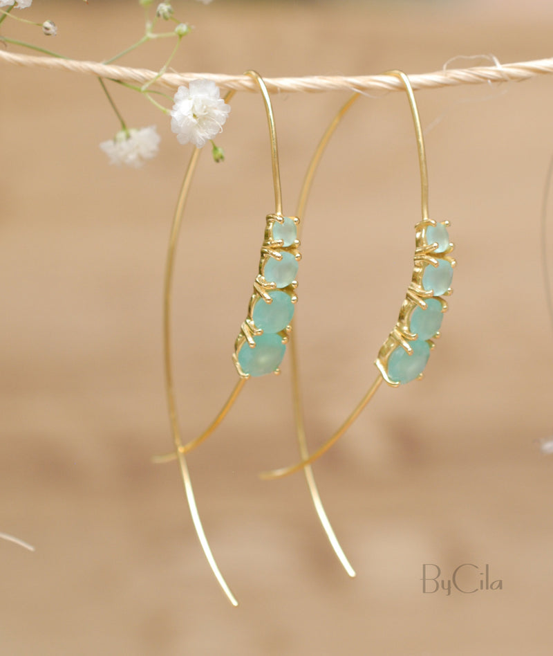 Aja Earrings * Aqua Chalcedony * Gold Plated, Sterling Silver, Rose Gold Plated * BJE045A