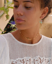 Sandy Earrings * Aqua Chalcedony & Purple Quartz  * Gold Plated 18k * BJE070