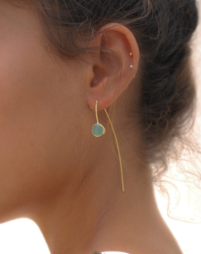 Manuella Earrings * Aqua Chalcedony  * Gold Plated 18k * BJE055