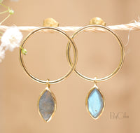 Agatha Earrings * Labradorite * Gold Plated, Silver Plated or Rose Gold Plated * BJE079A