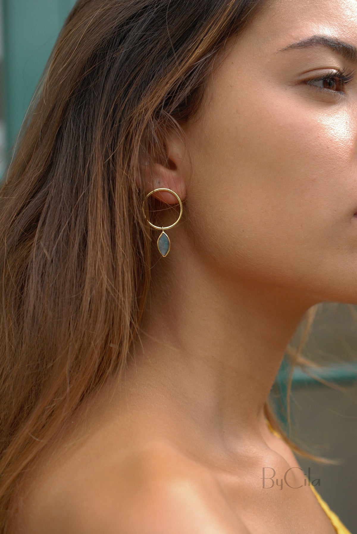 Labradorite Stud Earrings Rose Gold Plated or Gold Plated * Gemstone * Earrings * Rainbow Labradorite * Handmade * Boho * Modern * BJE079B