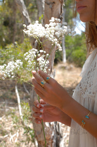 Copper Turquoise * Bangle Bracelet *  Gold * Gemstone * Gypsy * Hippie *  Adjustable * Statement *  Stacking * Layering * BJB022A