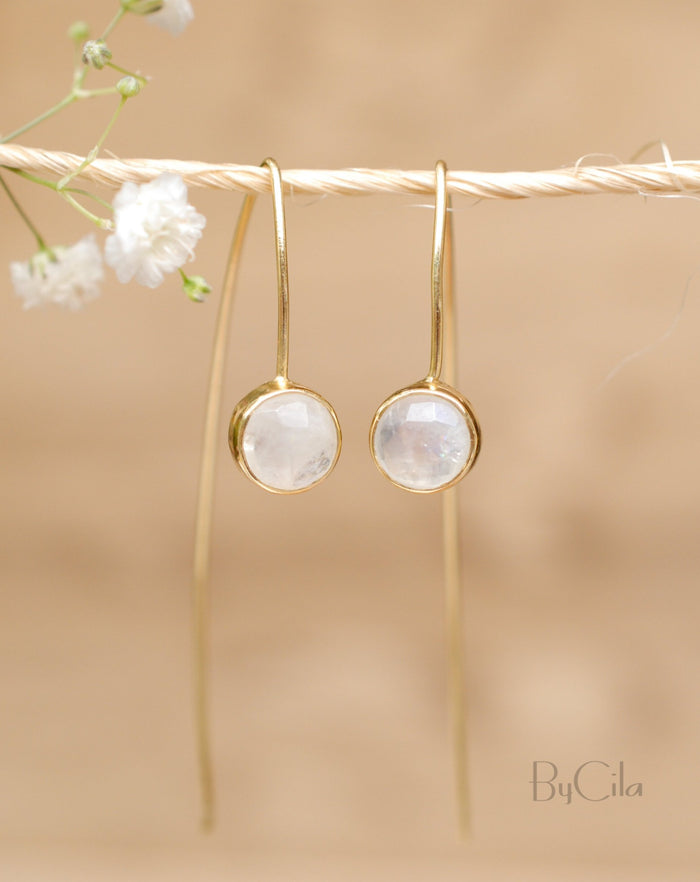 Manuella Earrings * Rainbow Moonstone * Gold Plated 18k * BJE053