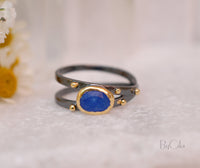 Lapis Lazuli * ruthenium plating over brass * Blue stone* Gemstones * Handmade *Statement *Gift for her *Bycila*BJR121