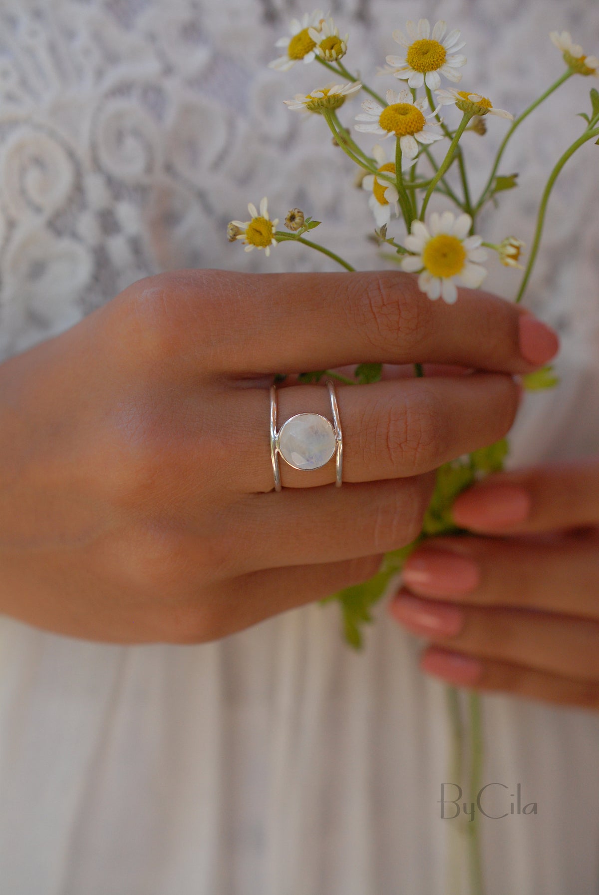 Moonstone Ring * Sterling Siver 925* Statement Ring * Gemstone * Rainbow Moonstone *Bridal Ring * Wedding Ring * Organic * Natural *BJR008