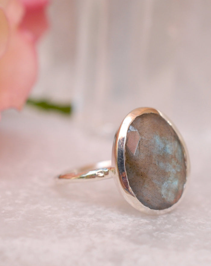 Rainbow Labradorite Sterling Silver Ring * Sterling Silver 925 * Boho * Organic * Gypsy * Bridesmaid*  Bridal * BJR067