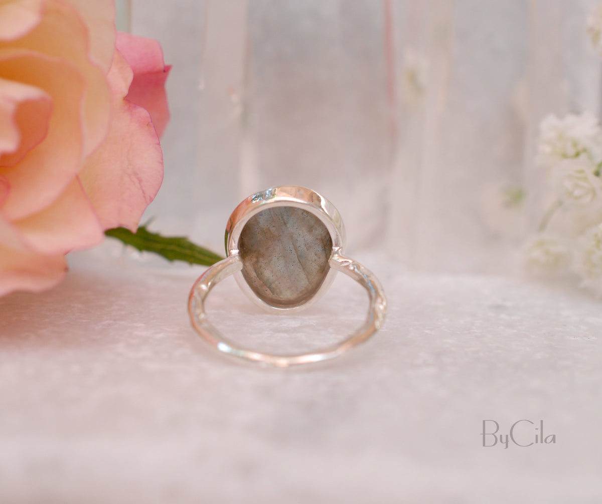 Rainbow Labradorite Sterling Silver Ring * Sterling Silver 925 * Boho * Organic * Gypsy * Bridesmaid*  Bridal * BJR067