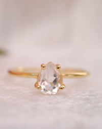 White Topaz Gold Plated Ring * Wedding * Engagement * Handmade * Statement * Bycila *Boho *Hippie * Bridal * Bridesmaid BJR069