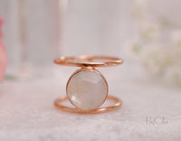 Moonstone Rose Gold Ring * Statement Ring * Gemstone Ring * Rainbow Moonstone * Bridal Ring * Wedding Ring * Organic Ring * Natural * BJR009