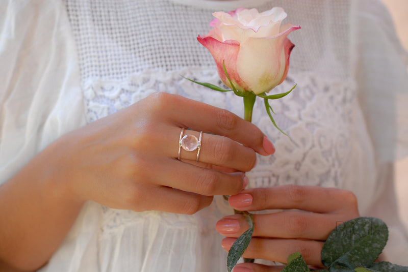 Rose Quartz Sterling Silver Ring*Silver Ring*Statement Ring*Gemstone Ring*Pink*Bridal Ring * Wedding Ring * Organic Ring * Natural * BJR014