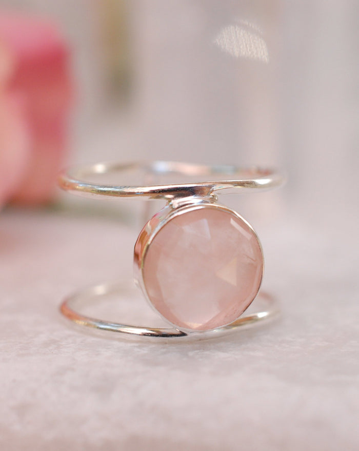 Rose Quartz Sterling Silver Ring*Silver Ring*Statement Ring*Gemstone Ring*Pink*Bridal Ring * Wedding Ring * Organic Ring * Natural * BJR014