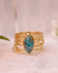 Turquoise Gold Plated Ring *Gold Ring *Statement Ring *Gemstone *Copper Turquoise Ring* Natural *Organic Ring * Ocean* Blue Ring *BJR129