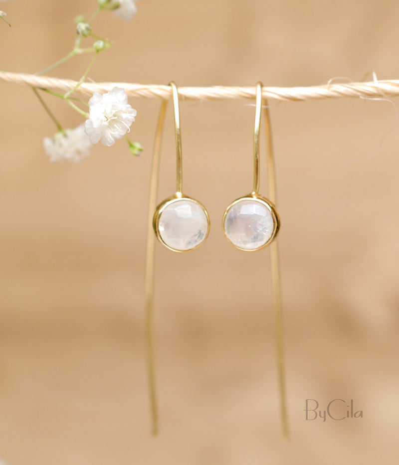 Manuella Earrings * Rainbow Moonstone * Gold Plated 18k * BJE053