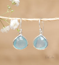 Lihue Earrings * Blue Chalcedony * Gold Plated 18k or Sterling Silver 925 * BJE067B