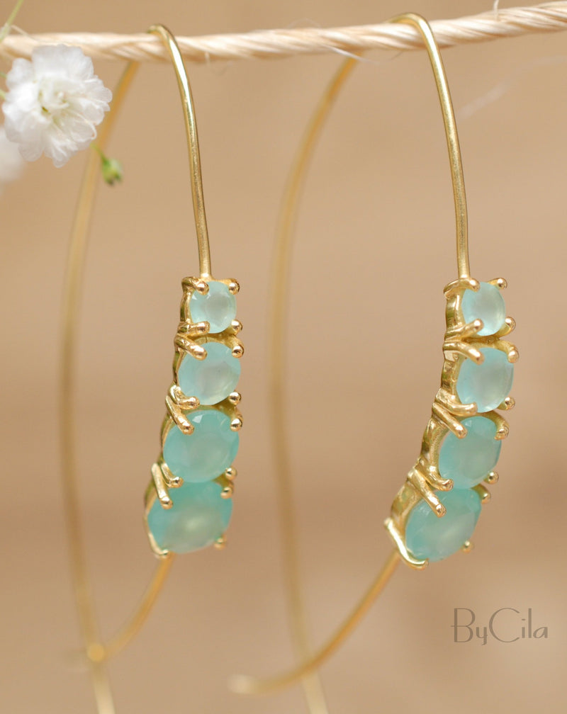 Aja Earrings * Aqua Chalcedony * Gold Vermeil, Sterling Silver, Rose Gold Vermeil * BJE045A