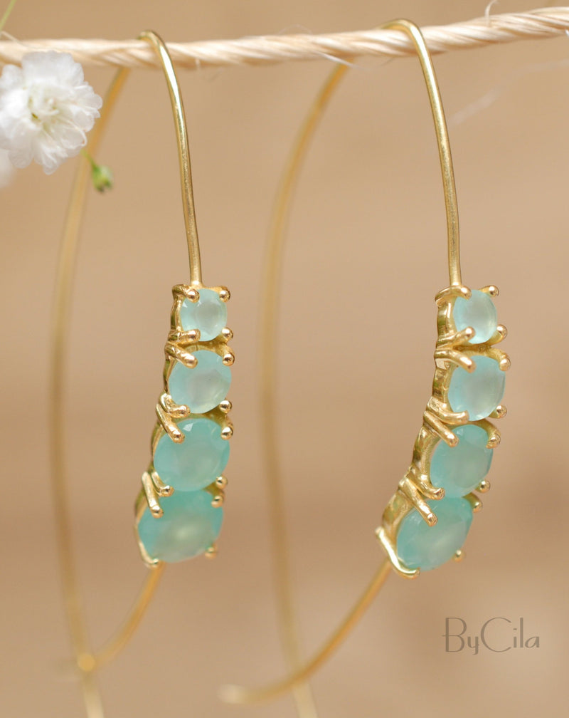 Aja Earrings * Aqua Chalcedony * Gold Vermeil, Sterling Silver, Rose Gold Vermeil * BJE045C