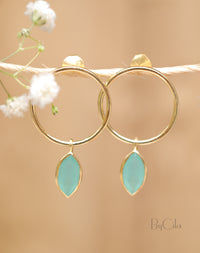 Agatha  Earrings * Aqua Chalcedony * Rose Gold Plated, Silver Plated, Gold Plated * BJE081A