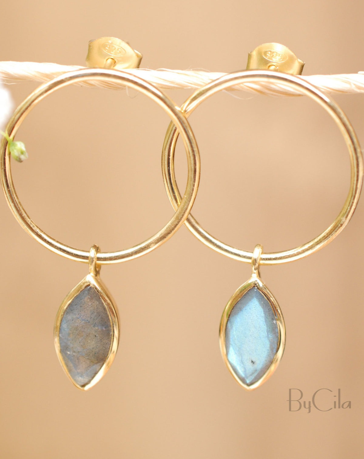 Agatha Earrings * Labradorite * Gold Plated, Silver Plated or Rose Gold Plated * BJE079A
