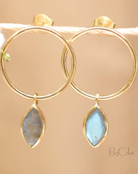 Agatha Earrings * Labradorite * Gold Plated, Silver Plated or Rose Gold Plated * BJE079A