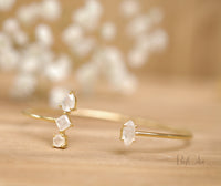 Moonstone Bangle Bracelet * Gold Plated 18k or Rose Gold Plated * Gemstone * Gypsy * Hippie * Adjustable * Statement * Stacking * BJB012C