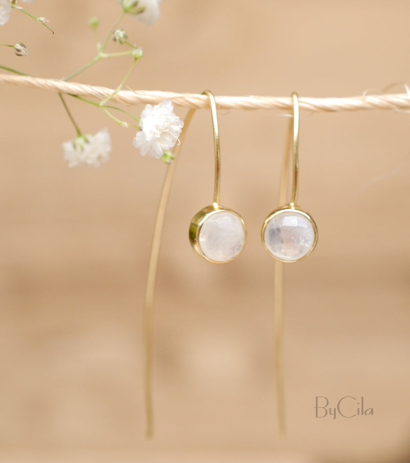 Manuella Earrings * Rainbow Moonstone * Gold Plated 18k * BJE053