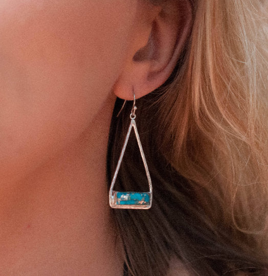 Marina Earrings * Copper Turquoise * Gold Plated 18k, Silver Plated or Rose Gold Plated * BJE002A