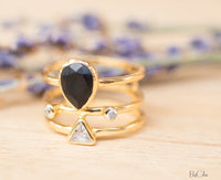 Black Onyx & White Topaz Ring * Gold Plated Ring * Statement Ring *Gemstone Ring * Black stone * Bridal Ring *Wedding Ring  * BJR119