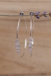 Yeda Hoop Earrings * Rose Quartz & Moonstone * Gold Plated 18k, Silver Plated or Rose Gold Plated * BJE015A