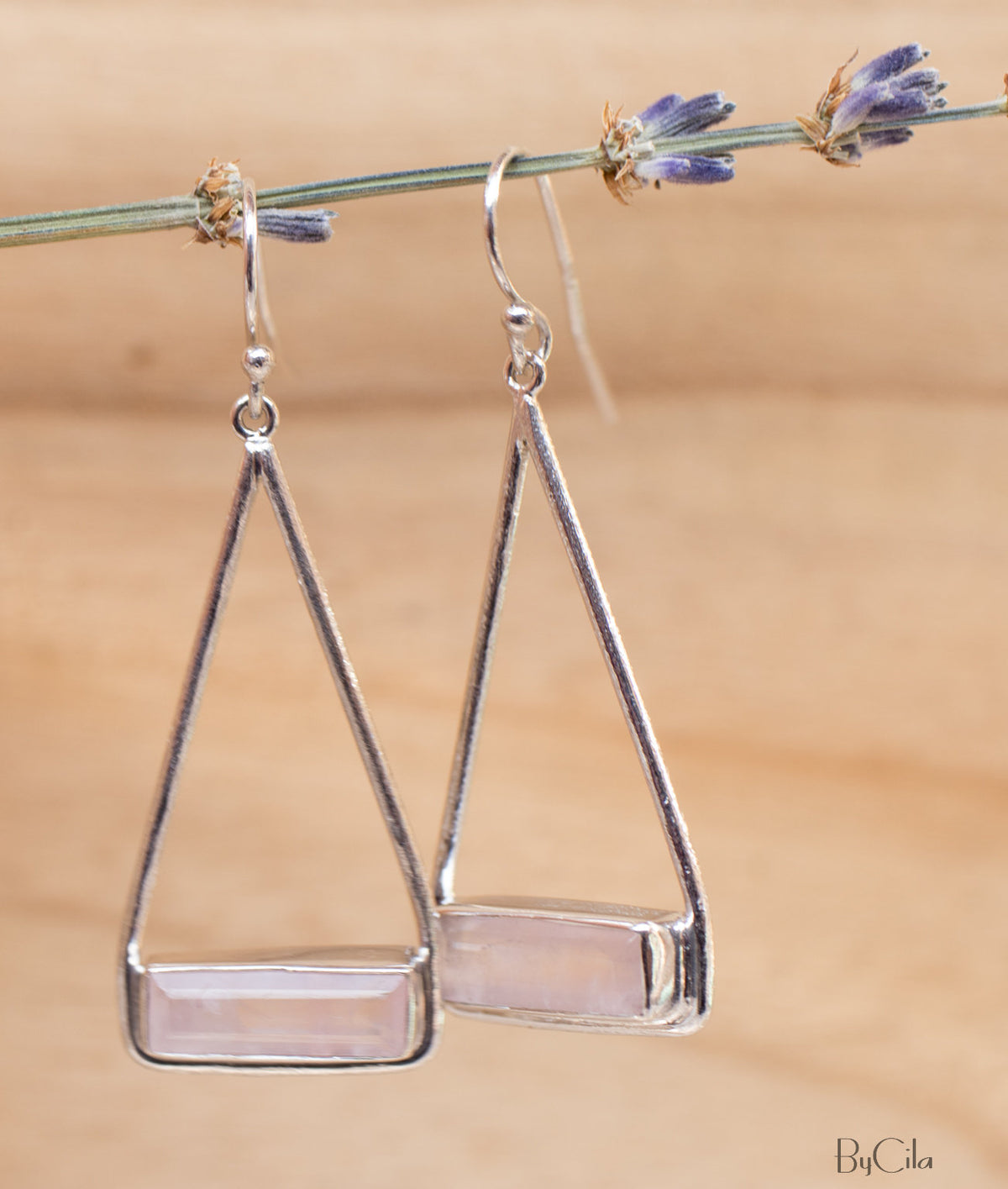Marina Earrings * Rose Quartz * Gold Plated 18k or Silver Plated * BJE004A