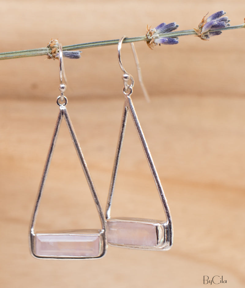 Marina Earrings * Rose Quartz * Gold Plated 18k or Silver Plated * BJE004A