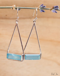 Marina Earrings *Blue Chalcedony * Gold Plated 18k or Silver Plated * BJE006A