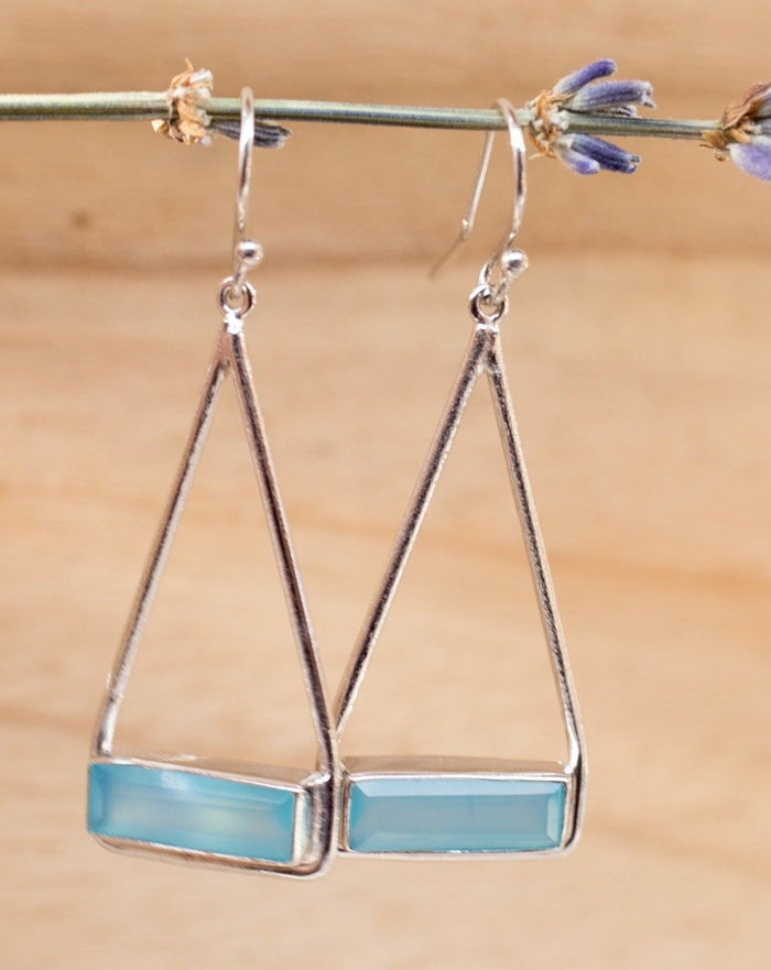 Marina Earrings * Blue Chalcedony * Gold Plated 18k, Silver Plated or Rose Gold * BJE006B