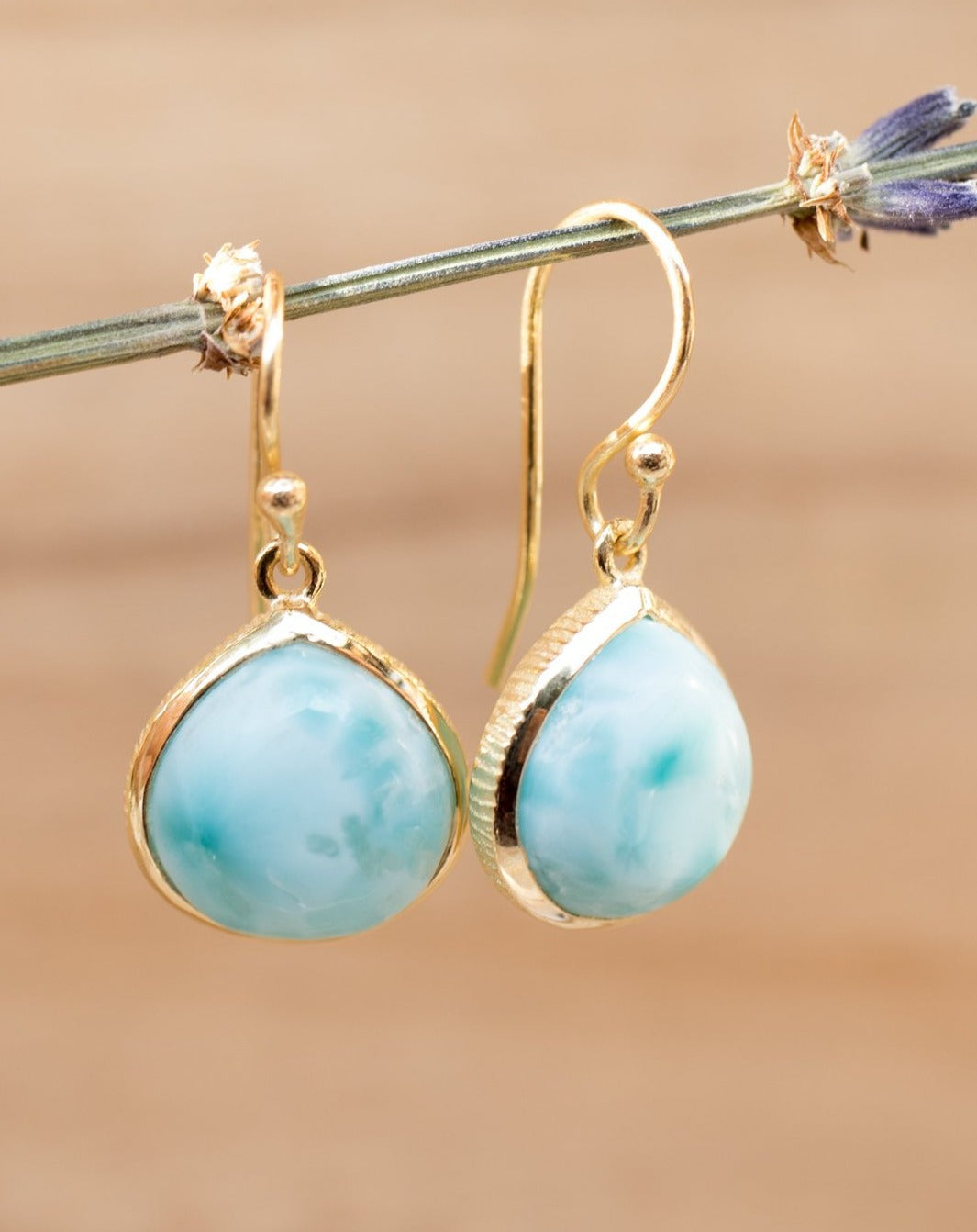 Lihue Earrings * Larimar * Gold Plated 18k or Sterling Silver * BJE068A