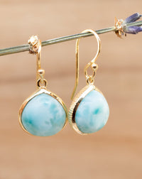 Lihue Earrings * Larimar * Gold Plated 18k or Sterling Silver * BJE068A