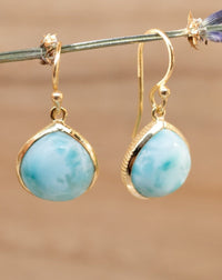Lihue Earrings * Larimar * Gold Plated 18k or Sterling Silver * BJE068B